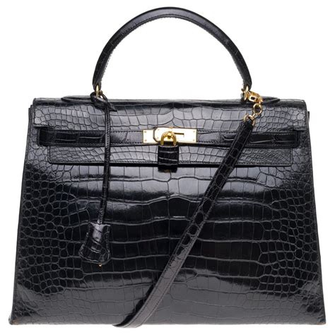 hermes kelly exotic crocodile leather 35mm with gold hardware|hermes kelly crocodile handbag.